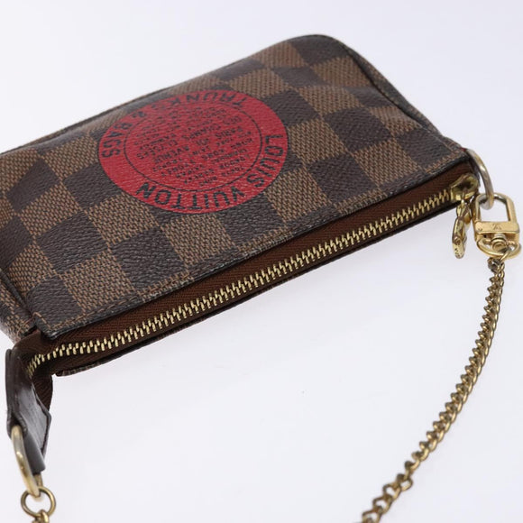 LOUIS VUITTON Damier Ebene T&B Mini Pochette Accessoires N58011 LV Auth 137225