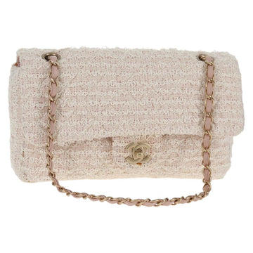 CHANEL Matelasse Chain Shoulder Bag tweed Pink CC Auth 137231V