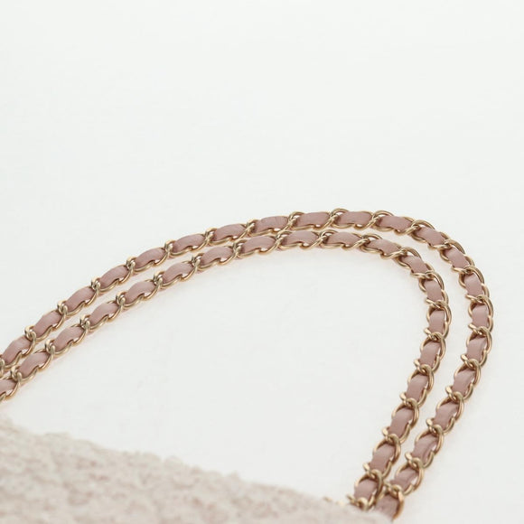 CHANEL Matelasse Chain Shoulder Bag tweed Pink CC Auth 137231V