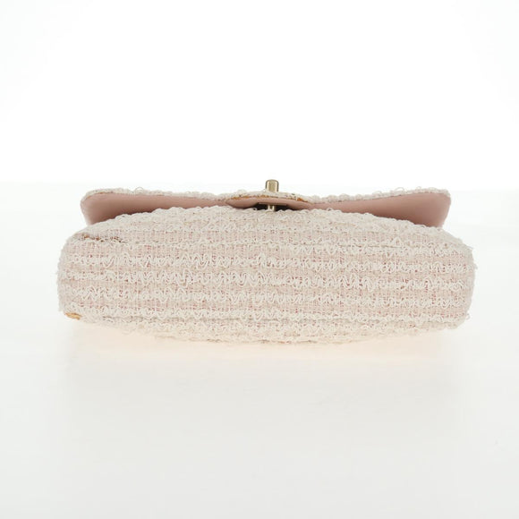 CHANEL Matelasse Chain Shoulder Bag tweed Pink CC Auth 137231V