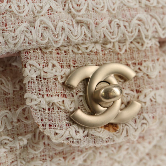 CHANEL Matelasse Chain Shoulder Bag tweed Pink CC Auth 137231V