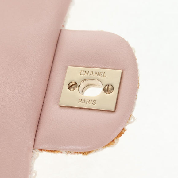 CHANEL Matelasse Chain Shoulder Bag tweed Pink CC Auth 137231V