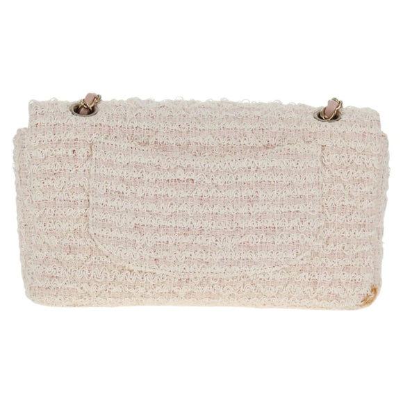 CHANEL Matelasse Chain Shoulder Bag tweed Pink CC Auth 137231V