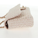 CHANEL Matelasse Chain Shoulder Bag tweed Pink CC Auth 137231V-4
