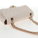 CHANEL Matelasse Chain Shoulder Bag tweed Pink CC Auth 137231V-7
