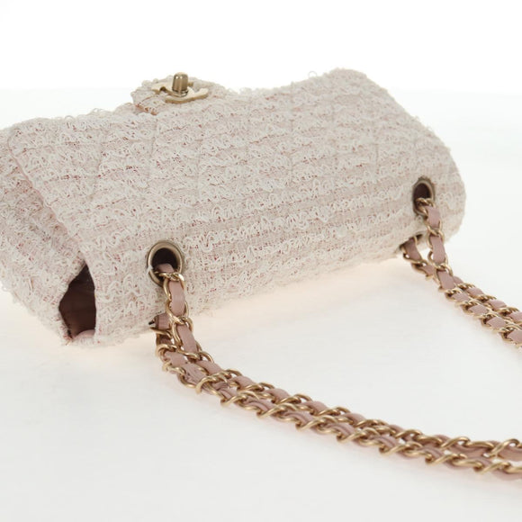 CHANEL Matelasse Chain Shoulder Bag tweed Pink CC Auth 137231V