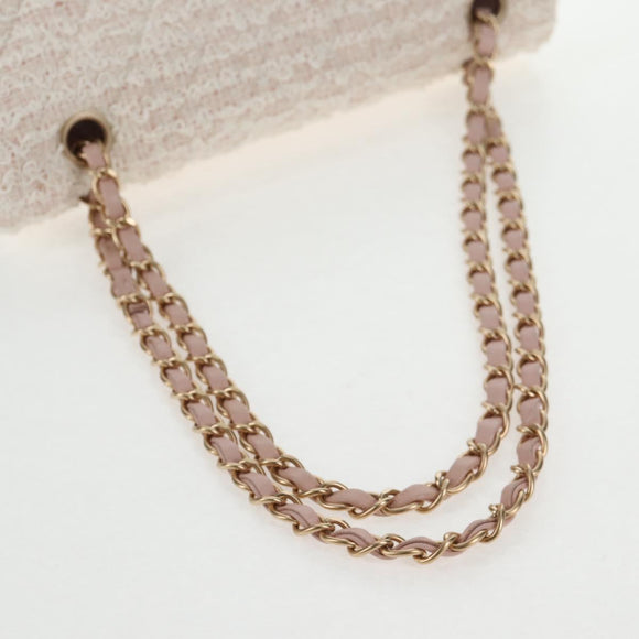 CHANEL Matelasse Chain Shoulder Bag tweed Pink CC Auth 137231V