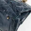 CHANEL Matelasse Chain Shoulder Bag Leather Blue CC Auth 137232V-15