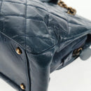 CHANEL Matelasse Chain Shoulder Bag Leather Blue CC Auth 137232V-17