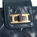 CHANEL Matelasse Chain Shoulder Bag Leather Blue CC Auth 137232V-18