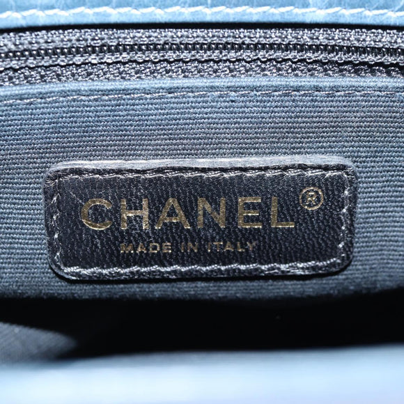 CHANEL Matelasse Chain Shoulder Bag Leather Blue CC Auth 137232V