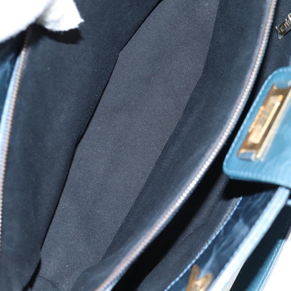 CHANEL Matelasse Chain Shoulder Bag Leather Blue CC Auth 137232V