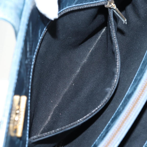 CHANEL Matelasse Chain Shoulder Bag Leather Blue CC Auth 137232V