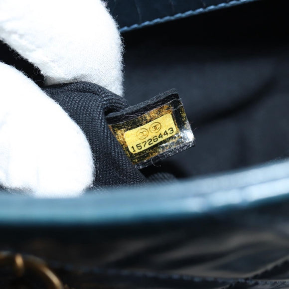 CHANEL Matelasse Chain Shoulder Bag Leather Blue CC Auth 137232V