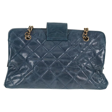 CHANEL Matelasse Chain Shoulder Bag Leather Blue CC Auth 137232V - 0