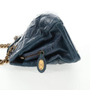 CHANEL Matelasse Chain Shoulder Bag Leather Blue CC Auth 137232V-3