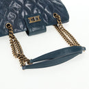 CHANEL Matelasse Chain Shoulder Bag Leather Blue CC Auth 137232V-7