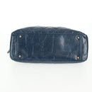 CHANEL Matelasse Chain Shoulder Bag Leather Blue CC Auth 137232V-5