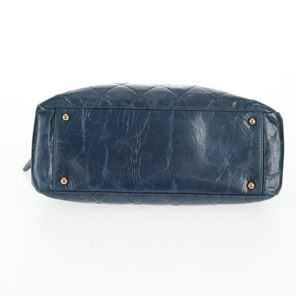 CHANEL Matelasse Chain Shoulder Bag Leather Blue CC Auth 137232V