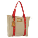 LOUIS VUITTON Antigua Cabas MM Tote Bag Beige Red M40035 LV Auth 137278-1