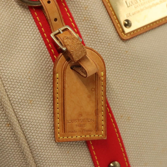 LOUIS VUITTON Antigua Cabas MM Tote Bag Beige Red M40035 LV Auth 137278