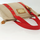 LOUIS VUITTON Antigua Cabas MM Tote Bag Beige Red M40035 LV Auth 137278-6