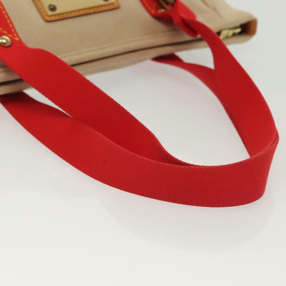 LOUIS VUITTON Antigua Cabas MM Tote Bag Beige Red M40035 LV Auth 137278