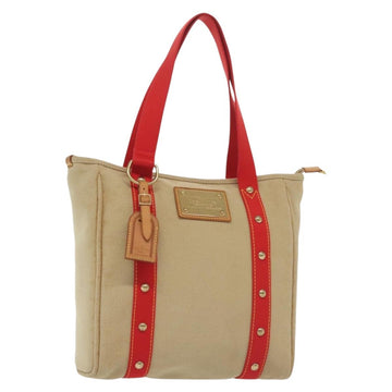 LOUIS VUITTON Antigua Cabas MM Tote Bag Beige Red M40035 LV Auth 137279