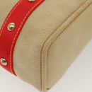 LOUIS VUITTON Antigua Cabas MM Tote Bag Beige Red M40035 LV Auth 137279-14