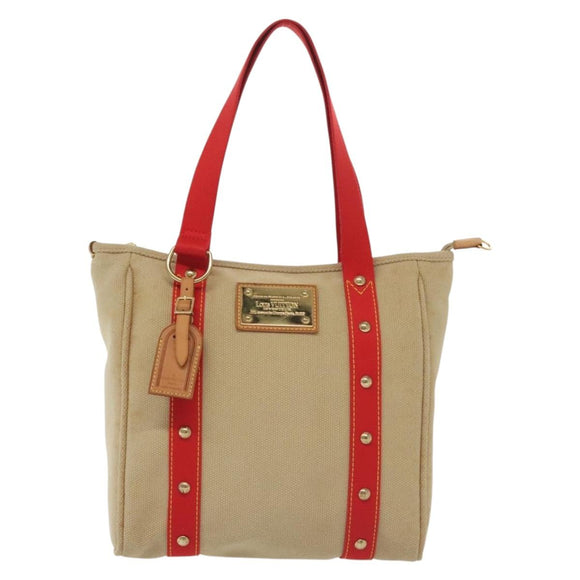 LOUIS VUITTON Antigua Cabas MM Tote Bag Beige Red M40035 LV Auth 137279
