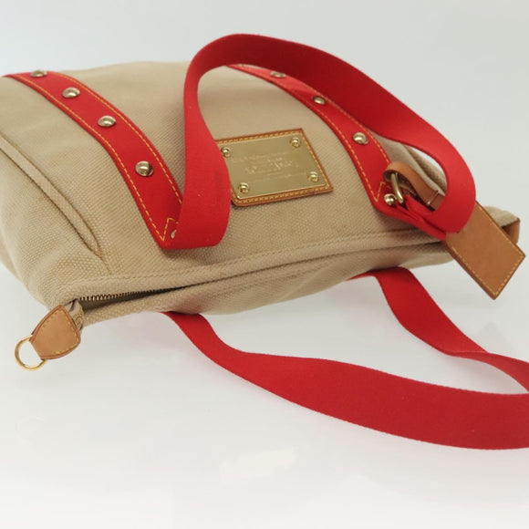 LOUIS VUITTON Antigua Cabas MM Tote Bag Beige Red M40035 LV Auth 137279