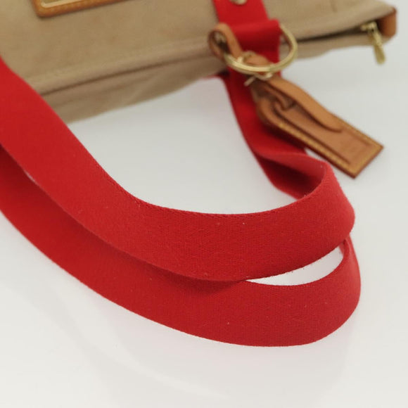 LOUIS VUITTON Antigua Cabas MM Tote Bag Beige Red M40035 LV Auth 137279