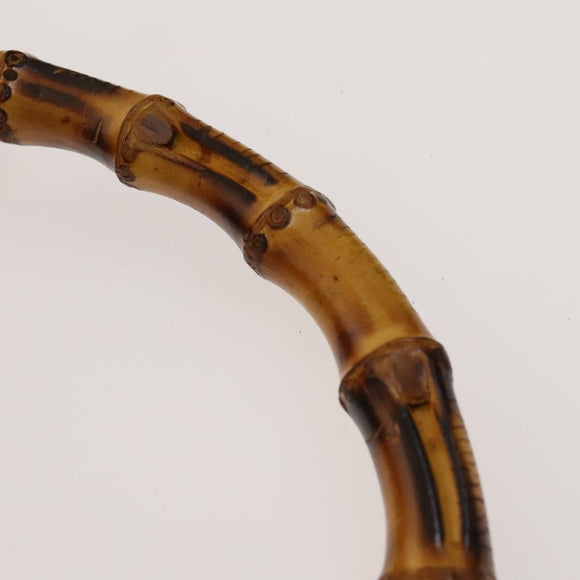 GUCCI Bamboo Hand Bag Leather 2way Black Gold 001 1781 1577 0 Auth 137281