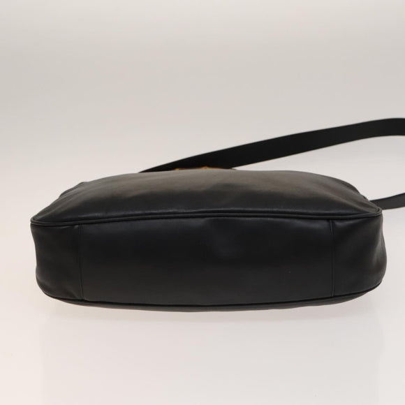 GUCCI Bamboo Hand Bag Leather 2way Black Gold 001 1781 1577 0 Auth 137281