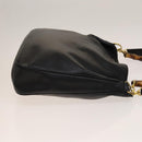 GUCCI Bamboo Hand Bag Leather 2way Black Gold 001 1781 1577 0 Auth 137281-3