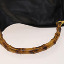 GUCCI Bamboo Hand Bag Leather 2way Black Gold 001 1781 1577 0 Auth 137281-8