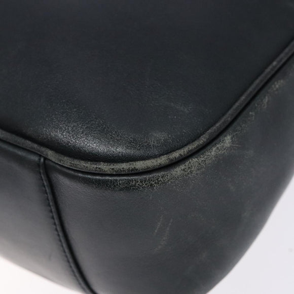 GUCCI Bamboo Hand Bag Leather 2way Black Gold 001 3444 1638 Auth 137282