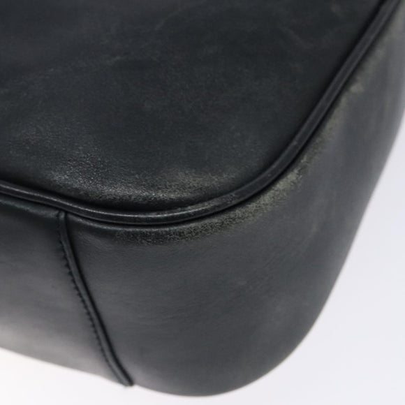 GUCCI Bamboo Hand Bag Leather 2way Black Gold 001 3444 1638 Auth 137282