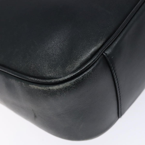 GUCCI Bamboo Hand Bag Leather 2way Black Gold 001 3444 1638 Auth 137282