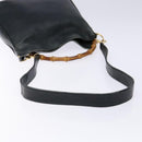 GUCCI Bamboo Hand Bag Leather 2way Black Gold 001 3444 1638 Auth 137282-9