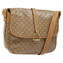 CELINE Macadam Canvas Shoulder Bag PVC Beige Gold Auth 137286-1