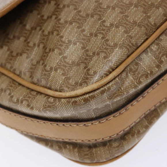 CELINE Macadam Canvas Shoulder Bag PVC Beige Gold Auth 137286