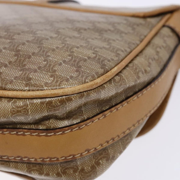 CELINE Macadam Canvas Shoulder Bag PVC Beige Gold Auth 137286