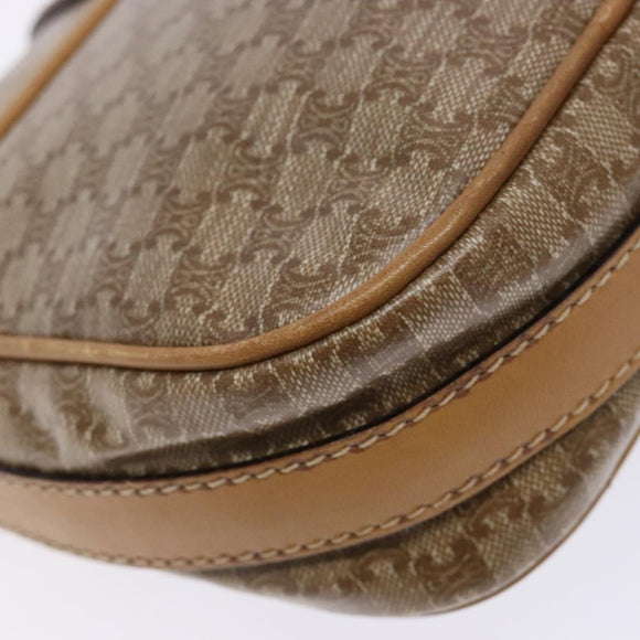 CELINE Macadam Canvas Shoulder Bag PVC Beige Gold Auth 137286