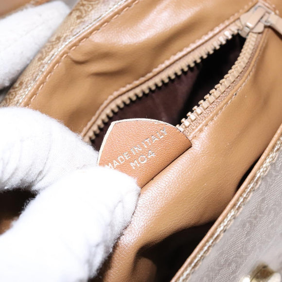 CELINE Macadam Canvas Shoulder Bag PVC Beige Gold Auth 137286