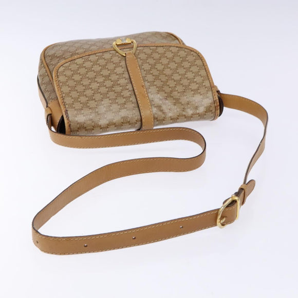CELINE Macadam Canvas Shoulder Bag PVC Beige Gold Auth 137286