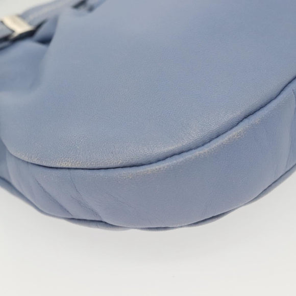 Salvatore Ferragamo Vala Shoulder Bag Leather Light Blue Silver Auth 137289