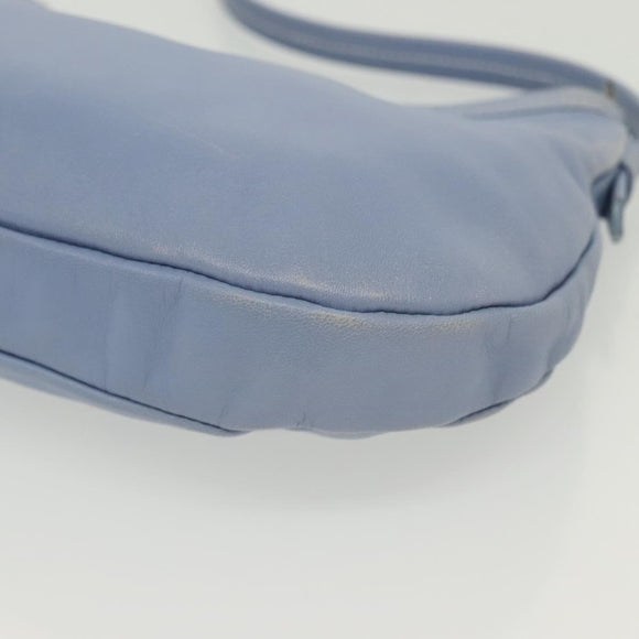 Salvatore Ferragamo Vala Shoulder Bag Leather Light Blue Silver Auth 137289