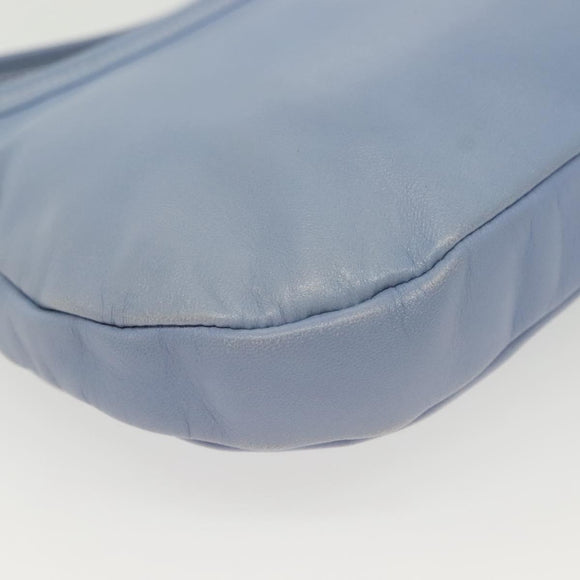 Salvatore Ferragamo Vala Shoulder Bag Leather Light Blue Silver Auth 137289