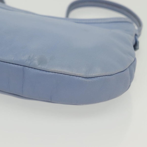 Salvatore Ferragamo Vala Shoulder Bag Leather Light Blue Silver Auth 137289